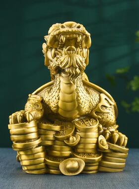 龙龟摆件黄铜母子龙龟金钱龙头龟家居办公室装饰工艺礼品摆饰摆设