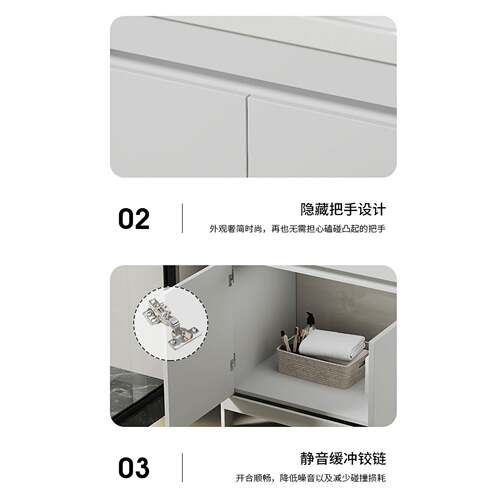 洗衣柜带搓板一体陶瓷洗衣盆池太空铝浴室柜组合阳台落地式洗手盆 - 图2