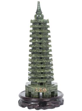 天然南玉石文昌塔摆件九层13层笔筒文昌塔工艺品办公桌客厅装饰