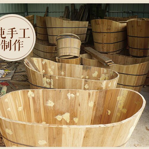 木大师洗澡沐浴桶小孩浴盆省水加高不占地木桶成人桶小户型泡澡桶 - 图2