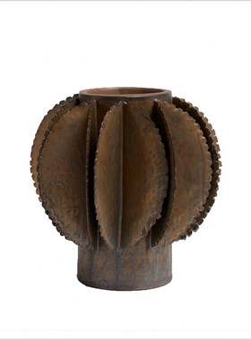 传统中式书房软装饰品禅意做旧花瓶样板间陶瓷花器粗陶储物罐摆件