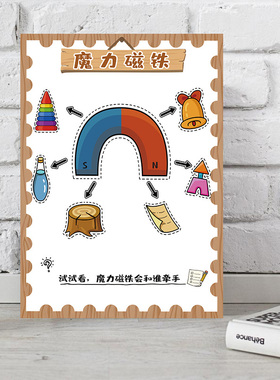 科探益智区角环创幼儿园光影静电磁铁颜色科学实验主题墙布置贴画