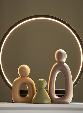 优选意式极简摆件高级创意一家三口艺术客厅酒柜电视柜软装饰品高