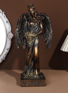天使摆件希腊财富女神树脂工艺品神话人物酒柜书房装饰雕塑工艺品