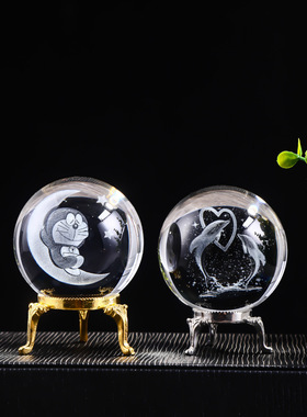 60水晶球下雨天云朵太阳银河系家居工艺品摆件内雕立方体礼物