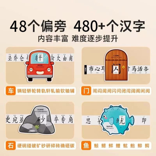 小学儿童玩具偏旁识字抽拉卡象形卡幼儿园一年级宝宝早教启蒙卡片-图3