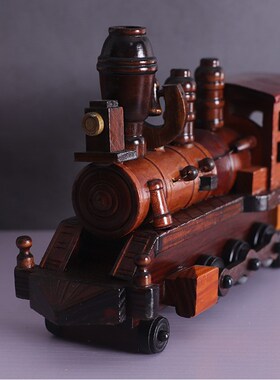 复古老爷车模型摆件家居实木小汽车玄关摆设客厅酒柜办公室装饰品