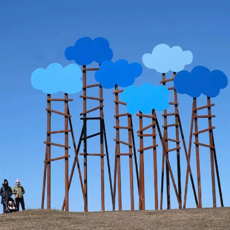 户外网红打卡云梯云朵楼梯拍照道具布置装饰景观装置艺术摆件造景 - 图2