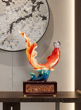新中式年年有余鲤鱼招财摆件家居客厅酒柜装饰品乔迁新居开业礼物