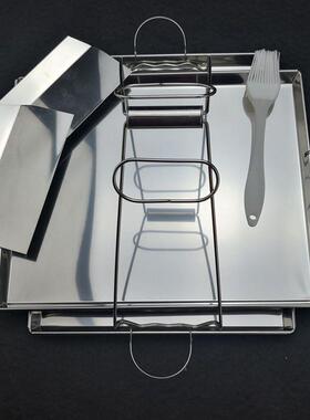 不锈钢广东肠粉蒸盘工具套装家用自制作肠粉机长方形平底盘子