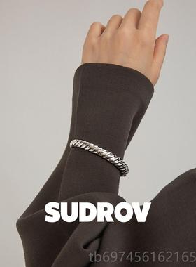 新款UDR5OV素觉手镯牛设计感角包92银手镯女时尚个性开口S银镯子