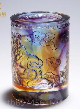 新款琉璃生肖牛笔筒办室桌面件领导高档送装饰礼品中国风公生摆日