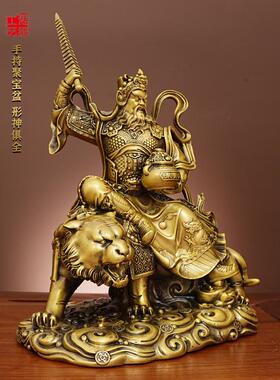 武财神赵公明黄铜摆件神像供奉家居客厅桌面铜摆饰店铺新开业送礼
