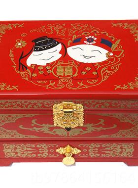 高档盒首饰珠宝复古平遥2014新款器首漆饰盒箱木质梳妆结婚红色陪