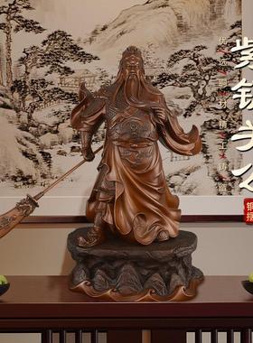 紫铜关公神像供奉像铜关公摆件客厅公司开业大号武财神关二爷铜像