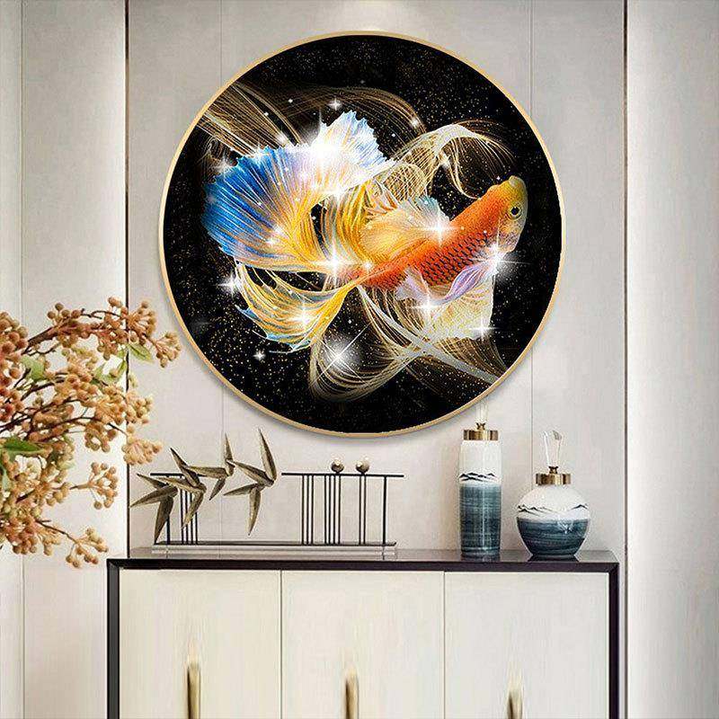 2025年新款5d钻石画满钻客厅玄关锦鲤水晶圆形点粘贴砖十字绣,淘宝优惠券,粉丝福利购,淘宝优惠卷