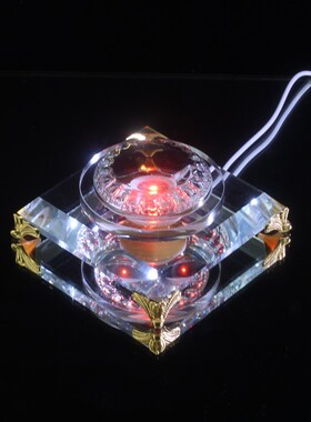 水晶球发光底座托底七彩变色幻彩调光定色插充电LED凹面桌面摆件