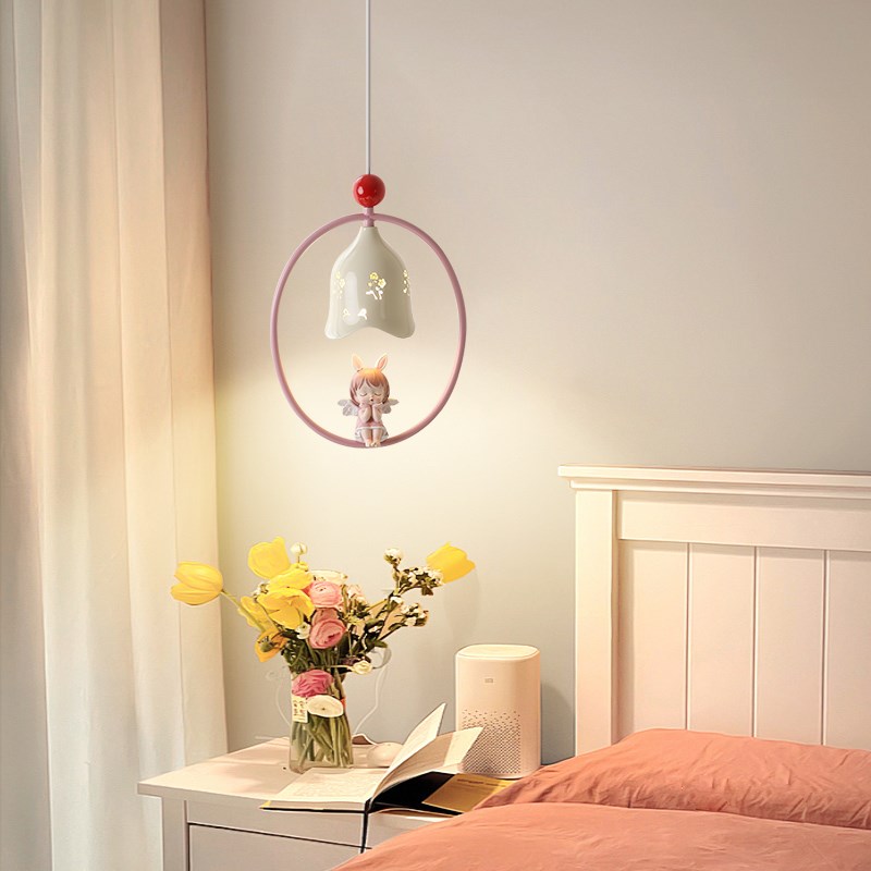 New cream style bedroom bedside chandelier creative warm simple background wall high-end children's room chandelier