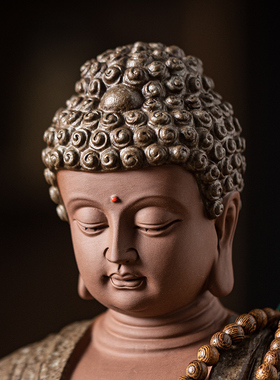 中式禅意陶瓷释迦摩尼半身像佛头家居玄关博古架装饰鱼缸佛像摆件