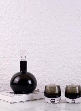 轻奢现代水晶酒具组套醒酒器组合摆件样板间售楼客厅茶几酒柜装饰