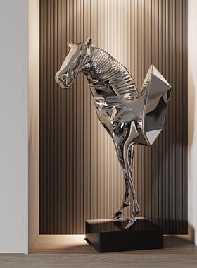 轻奢高档马头艺术雕塑落地大型摆件高级感玄关酒店楼梯下装饰品