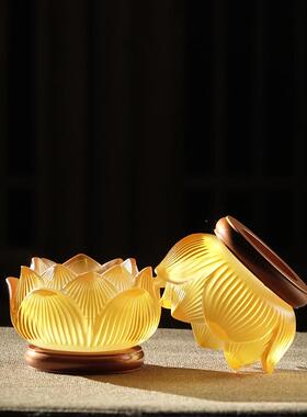 七彩琉璃莲花供水杯家用观音菩萨水杯圣水杯佛像净水佛前供杯贡杯