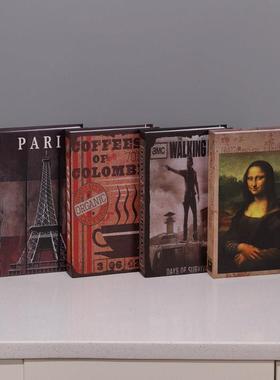 欧式复古风假书摆件英文仿真书装饰书柜书架摆设拍照道具书壳盒子