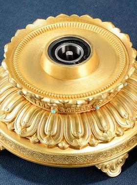 铜电动转轮彩珠镶嵌转筒家用转动金桶桌面摆件