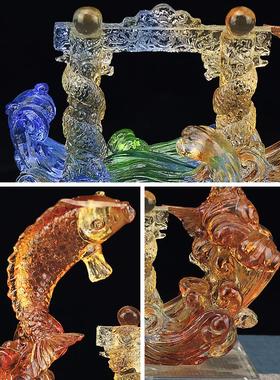 琉璃鲤鱼跃龙门摆件公司办公室开业礼品工艺品家居客厅跳龙门装饰