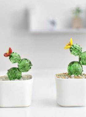 淄博创意琉璃小摆件多肉仙人掌豆芽植物盆栽办公桌玻璃工艺品礼物