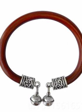 新款然西藏藤天正品鸡血手女吊坠款男镯藏银铃铛镯情侣民族风木质
