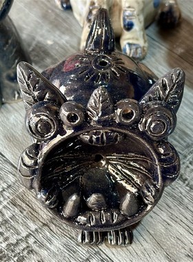 瓦猫云南手工陶瓷猫倒流香摆件猫F创意礼品开业小摆件卧式瓦猫