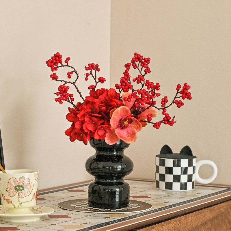 轻奢新款仿真红果假水果s红浆果高档电视柜玄关创意新中式花艺摆,淘宝优惠券,粉丝福利购,淘宝优惠卷