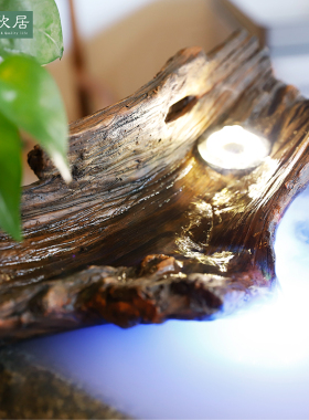 庭院花园石槽流水景观喷泉户外园林仿H古做旧石臼雾化水缸招财摆