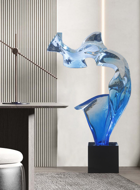 售楼处酒店大堂雕塑摆件家居饰品透明树脂客厅Q玄关电视柜软装饰