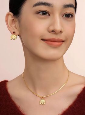 象阳而生小吉象扁蛇骨项链女款吊坠首饰毛衣链高级感锁骨链