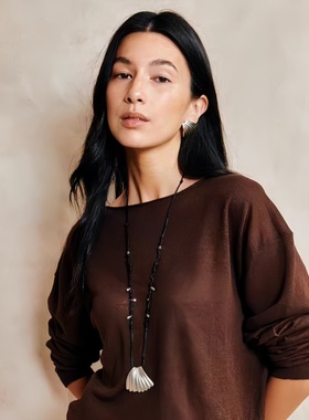 棕榈叶项链秋冬毛衣长链设计