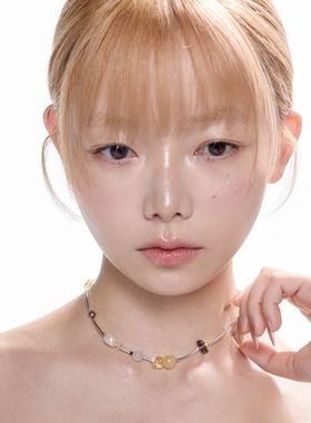 星河系列新款黄蓝水晶管珠项链