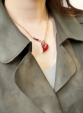 新款珐琅爱心锁骨链轻奢百搭