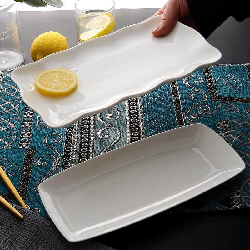 隆玫格10寸白色长条盘长方形盘子家用陶瓷餐具早餐盘家用小号鱼盘,淘宝优惠券,粉丝福利购,淘宝优惠卷