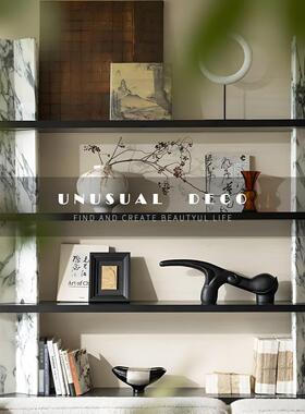 UNUSUAL 极简现代样板间书房书架电视柜长鼻兽花器首饰盒组合摆件