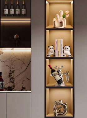 采购产品现代简约酒柜装饰，创意熊猫装饰品，入口大厅，客厅电视