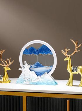 流沙画沙漏摆件客厅创意解压家居书房博古架玄关柜子装饰品新中式