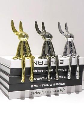 简约轻奢潮兔子客厅桌面电视柜装饰品北欧创意可爱长耳兔软装摆件