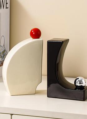 客厅酒柜电视柜陶瓷家居装饰品异形书挡创意摆件桌面书立架书桌书