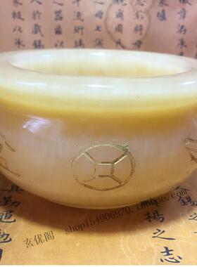 苏民峰风生水起家居九运摆件天然黄玉聚宝盆明财位招财聚财纳气