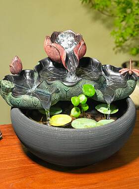 时来运转水晶球立柱流水摆件 客厅玄关招财循环流水创意鱼缸水景