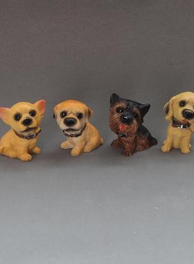仿真可爱12名犬小狗小摆件桌面迷你公仔汽车装饰品生日礼物伴手礼