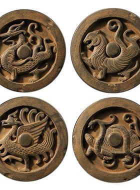 四灵兽四神瓦当仿古汉代瓦当中式工艺品镇宅四象风水摆件墙饰