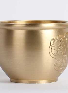 黄铜小缸 招米进宝铜缸里面带金蝉 铜米缸  铜缸家居摆件